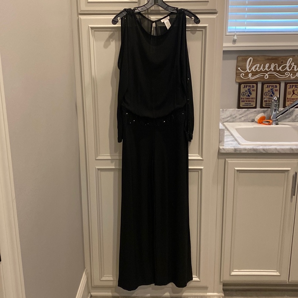 Black Pant One Pc Pant Suit Open Shoulder